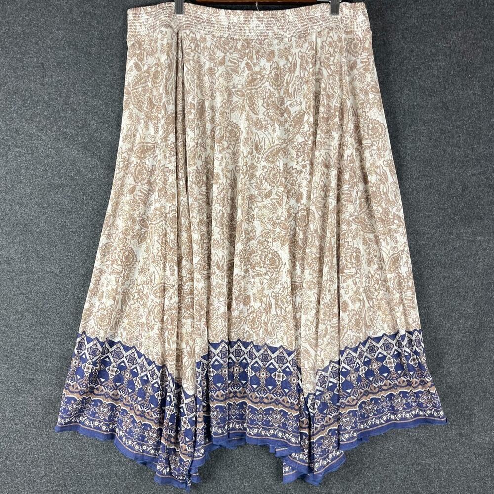 Coldwater Creek Skirt Womens XL Floral Pull On Nylon Asymmetrical Flowy Boho NEW